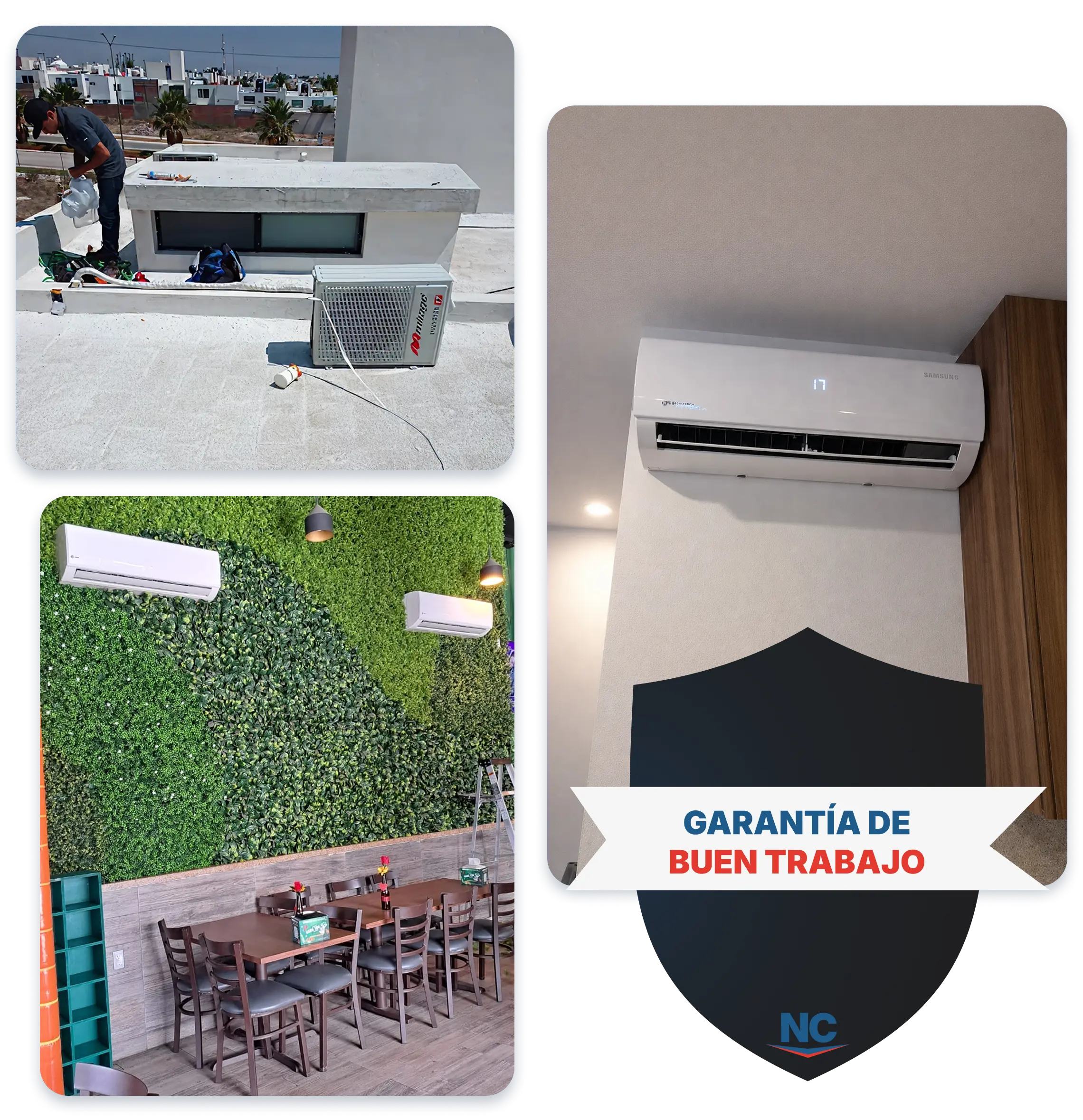 Equipo minisplit de aire acondicionado instalado en pared de interior; instalación y climatización en San Luis Potosí por NC Aire Acondicionado y Refrigeración.